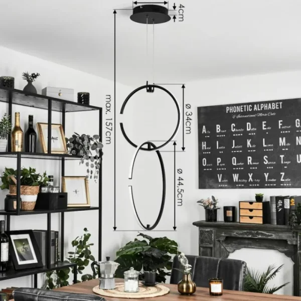 hofstein Suspension Chlak LED Noir, 2 lumières, Télécommandes* Lampes Modernes