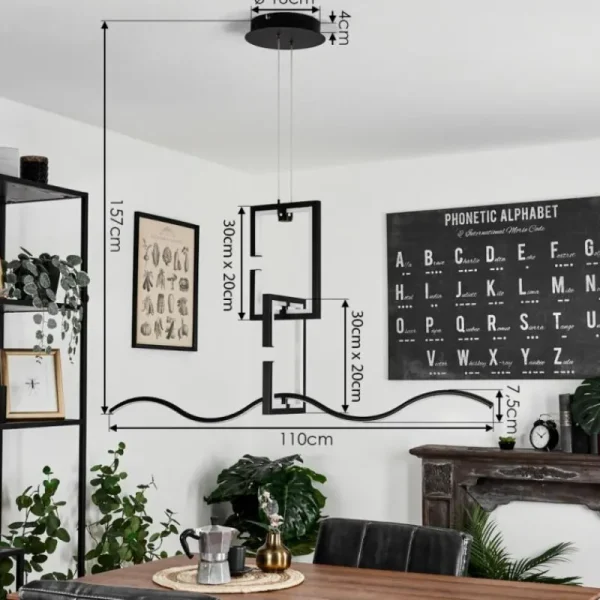 hofstein Suspension Chlak LED Noir, 3 lumières, Télécommandes* Lampes Modernes