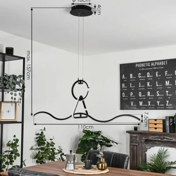 hofstein Suspension Chlak LED Noir, 3 lumières, Télécommandes* Lampes Modernes
