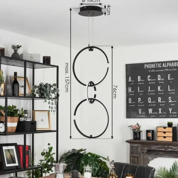 hofstein Suspension Chlak LED Noir, 3 lumières, Télécommandes* Lampes Modernes