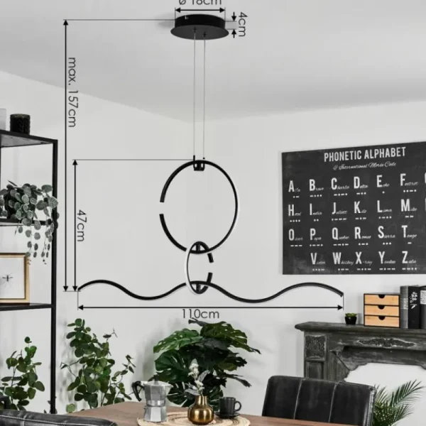 hofstein Suspension Chlak LED Noir, 3 lumières, Télécommandes* Lampes Modernes