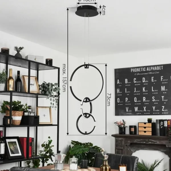 hofstein Suspension Chlak LED Noir, 3 lumières, Télécommandes* Lampes Modernes