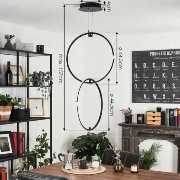 hofstein Suspension Chlak LED Noir, 2 lumières, Télécommandes* Lampes Modernes