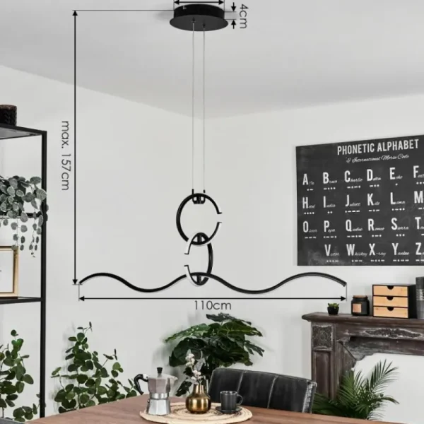 hofstein Suspension Chlak LED Noir, 3 lumières, Télécommandes* Lampes Modernes