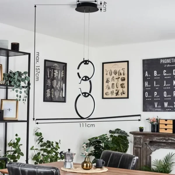 hofstein Suspension Chlak LED Noir, 3 lumières, Télécommandes* Lampes Modernes