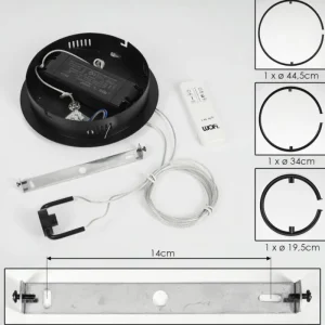 hofstein Suspension Chlak LED Noir, 3 lumières, Télécommandes* Lampes Modernes