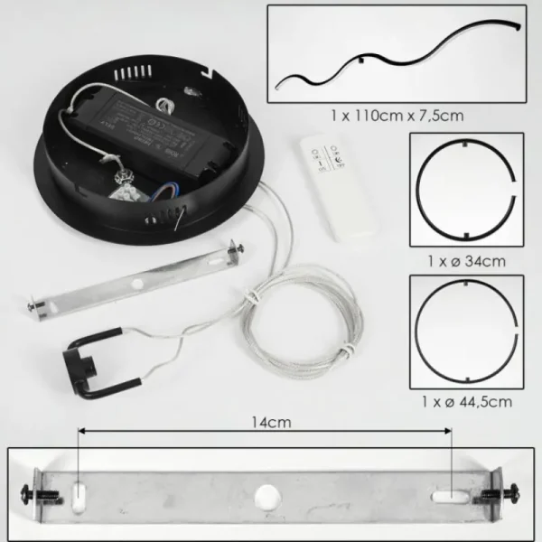 hofstein Suspension Chlak LED Noir, 3 lumières, Télécommandes* Lampes Modernes