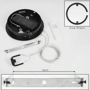 hofstein Suspension Chlak LED Noir, 3 lumières, Télécommandes* Lampes Modernes