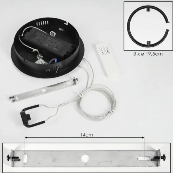 hofstein Suspension Chlak LED Noir, 3 lumières, Télécommandes* Lampes Modernes