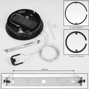 hofstein Suspension Chlak LED Noir, 3 lumières, Télécommandes* Lampes Modernes