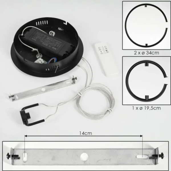 hofstein Suspension Chlak LED Noir, 3 lumières, Télécommandes* Lampes Modernes