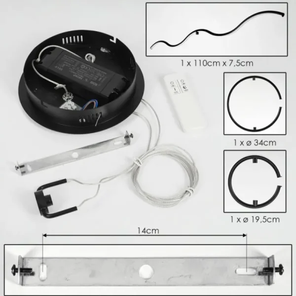 hofstein Suspension Chlak LED Noir, 3 lumières, Télécommandes* Lampes Modernes