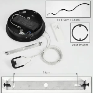 hofstein Suspension Chlak LED Noir, 3 lumières, Télécommandes* Lampes Modernes