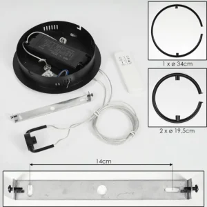 hofstein Suspension Chlak LED Noir, 3 lumières, Télécommandes* Lampes Modernes