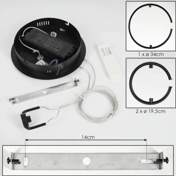 hofstein Suspension Chlak LED Noir, 3 lumières, Télécommandes* Lampes Modernes