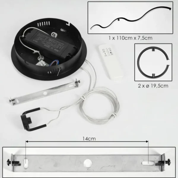 hofstein Suspension Chlak LED Noir, 3 lumières, Télécommandes* Lampes Modernes