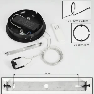 hofstein Suspension Chlak LED Noir, 3 lumières, Télécommandes* Lampes Modernes