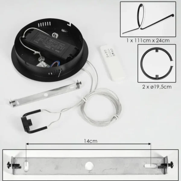 hofstein Suspension Chlak LED Noir, 3 lumières, Télécommandes* Lampes Modernes