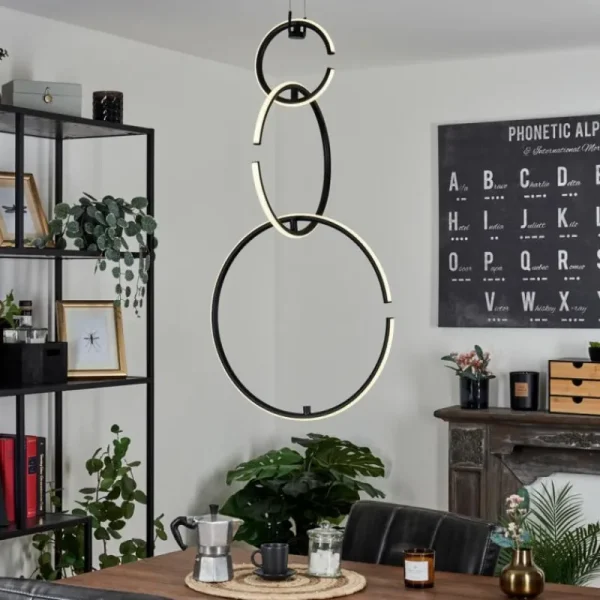 hofstein Suspension Chlak LED Noir, 3 lumières, Télécommandes* Lampes Modernes