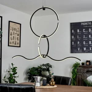 hofstein Suspension Chlak LED Noir, 3 lumières, Télécommandes* Lampes Modernes