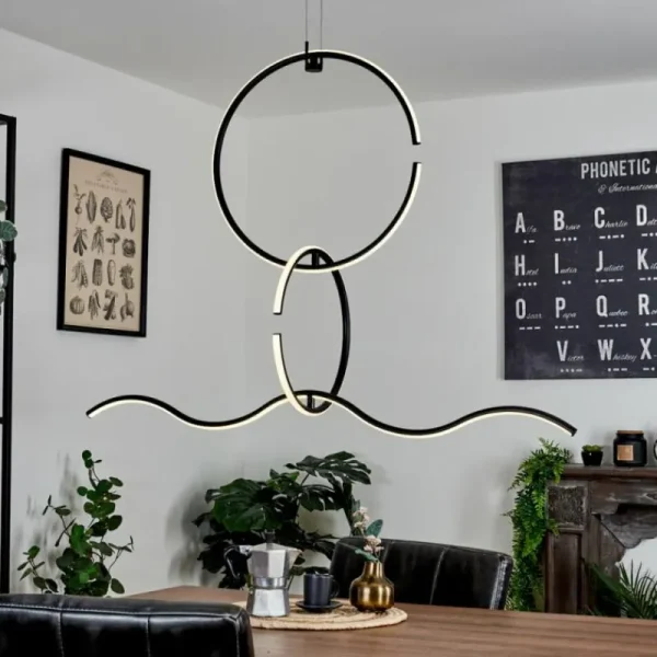 hofstein Suspension Chlak LED Noir, 3 lumières, Télécommandes* Lampes Modernes