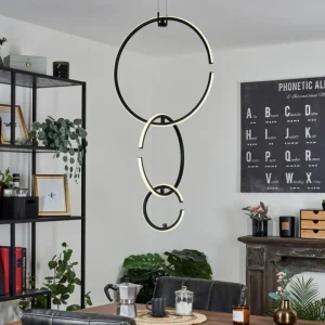 hofstein Suspension Chlak LED Noir, 3 lumières, Télécommandes* Lampes Modernes