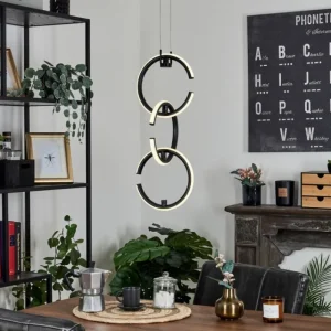 hofstein Suspension Chlak LED Noir, 3 lumières, Télécommandes* Lampes Modernes