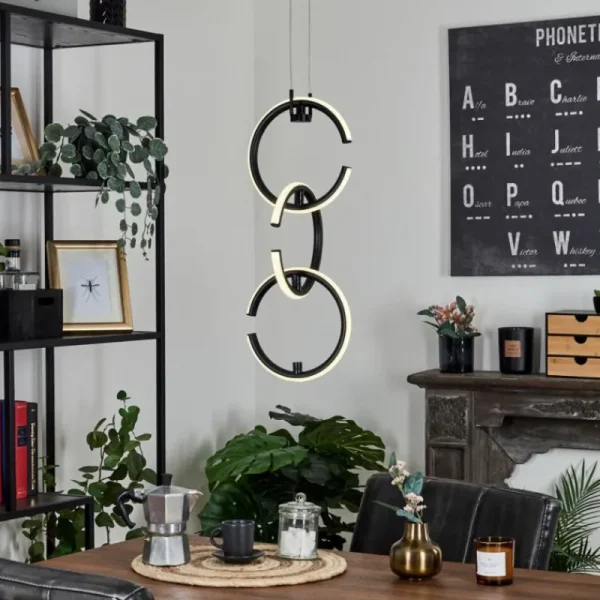 hofstein Suspension Chlak LED Noir, 3 lumières, Télécommandes* Lampes Modernes