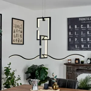 hofstein Suspension Chlak LED Noir, 3 lumières, Télécommandes* Lampes Modernes