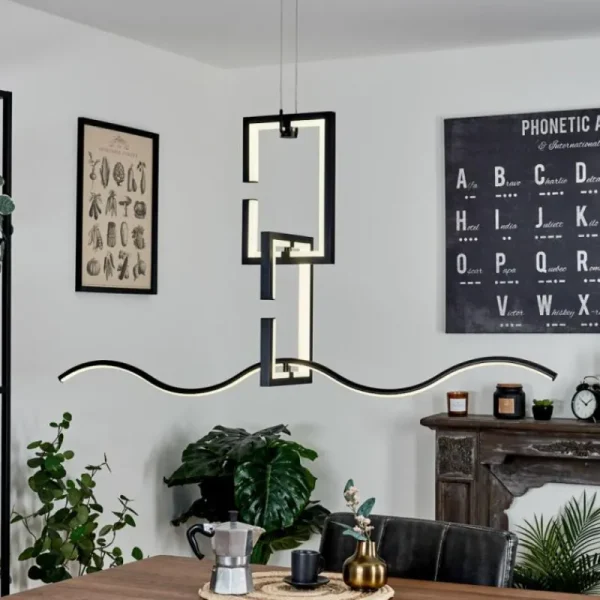 hofstein Suspension Chlak LED Noir, 3 lumières, Télécommandes* Lampes Modernes