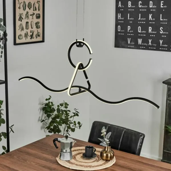 hofstein Suspension Chlak LED Noir, 3 lumières, Télécommandes* Lampes Modernes