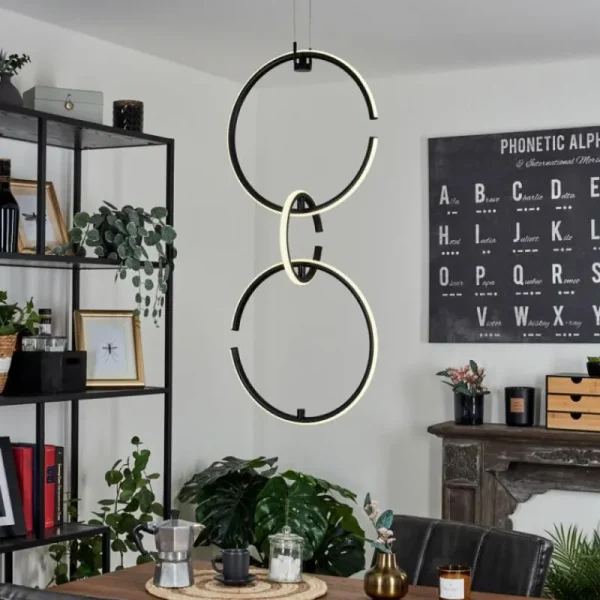 hofstein Suspension Chlak LED Noir, 3 lumières, Télécommandes* Lampes Modernes