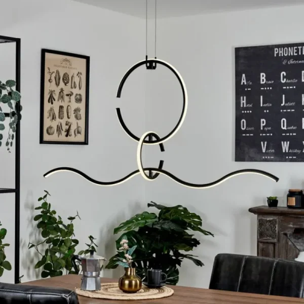 hofstein Suspension Chlak LED Noir, 3 lumières, Télécommandes* Lampes Modernes