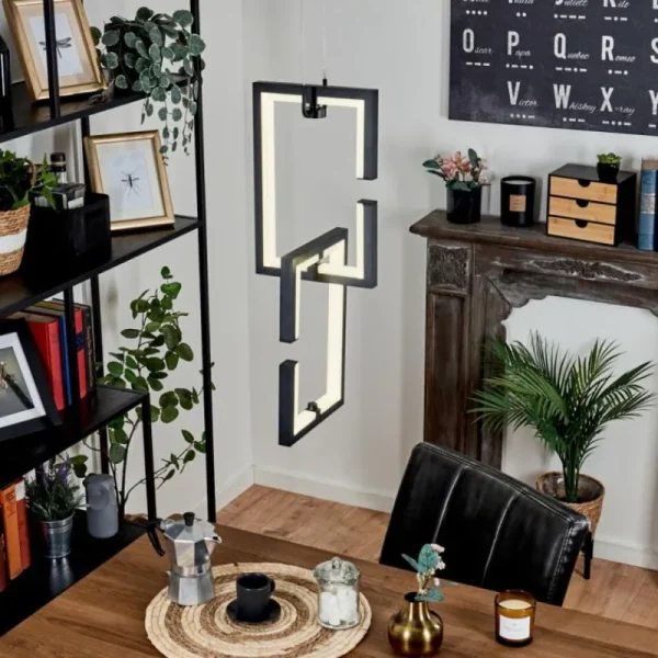 hofstein Suspension Chlak LED Noir, 2 lumières, Télécommandes* Lampes Modernes