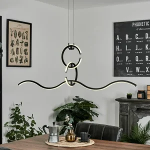 hofstein Suspension Chlak LED Noir, 3 lumières, Télécommandes* Lampes Modernes