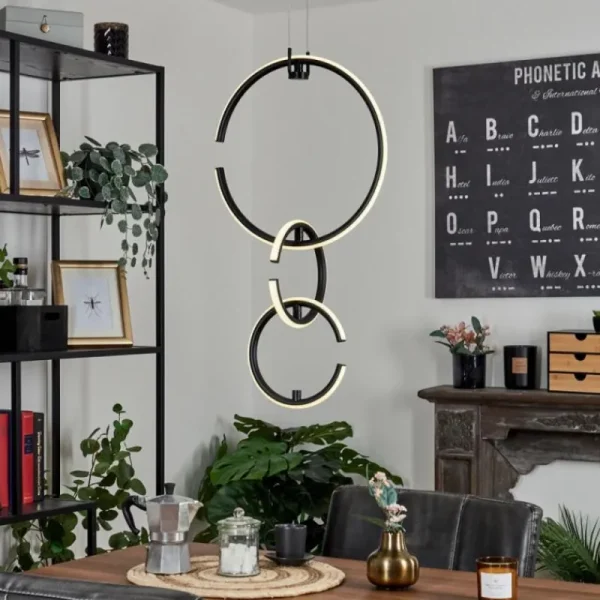 hofstein Suspension Chlak LED Noir, 3 lumières, Télécommandes* Lampes Modernes