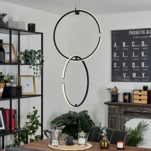 hofstein Suspension Chlak LED Noir, 2 lumières, Télécommandes* Lampes Modernes