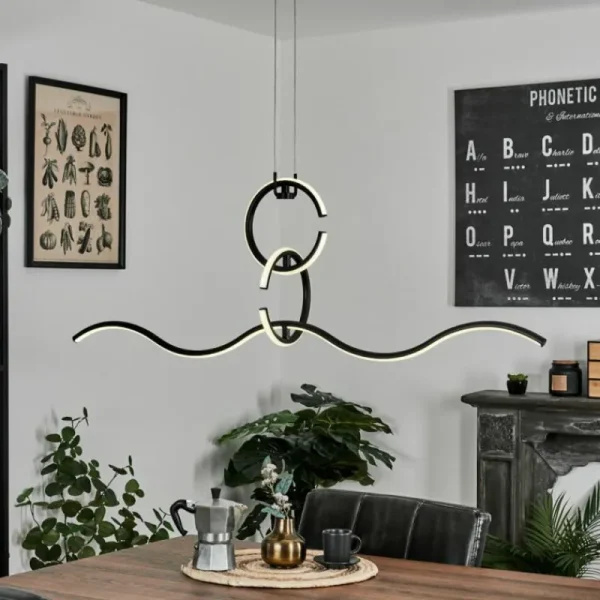 hofstein Suspension Chlak LED Noir, 3 lumières, Télécommandes* Lampes Modernes