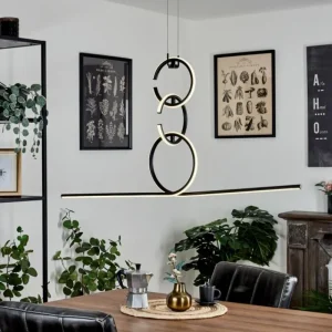 hofstein Suspension Chlak LED Noir, 3 lumières, Télécommandes* Lampes Modernes