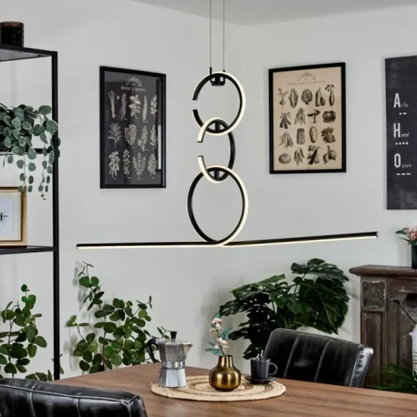hofstein Suspension Chlak LED Noir, 3 lumières, Télécommandes* Lampes Modernes