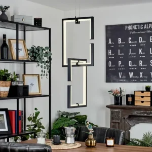 hofstein Suspension Chlak LED Noir, 2 lumières, Télécommandes* Lampes Modernes
