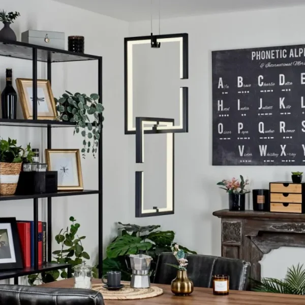 hofstein Suspension Chlak LED Noir, 2 lumières, Télécommandes* Lampes Modernes