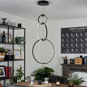 hofstein Suspension Chlak LED Noir, 3 lumières, Télécommandes* Lampes Modernes