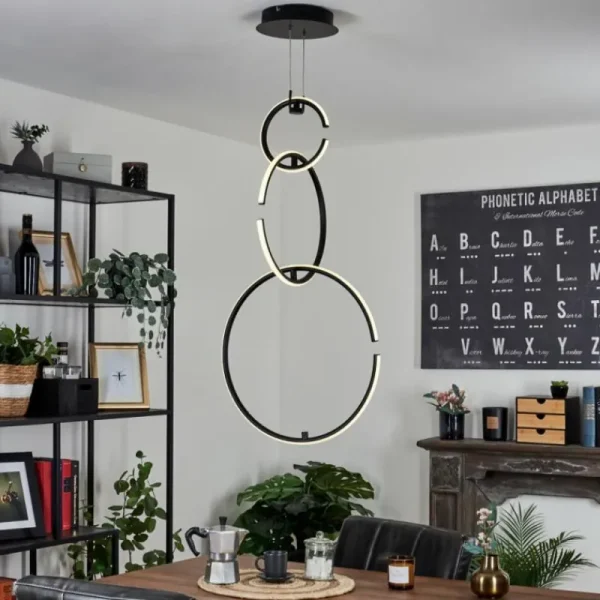 hofstein Suspension Chlak LED Noir, 3 lumières, Télécommandes* Lampes Modernes