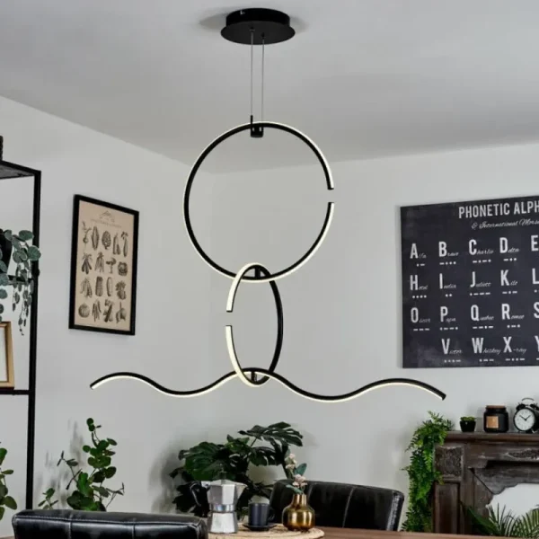 hofstein Suspension Chlak LED Noir, 3 lumières, Télécommandes* Lampes Modernes