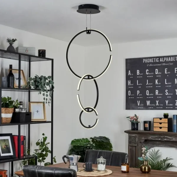 hofstein Suspension Chlak LED Noir, 3 lumières, Télécommandes* Lampes Modernes
