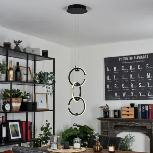 hofstein Suspension Chlak LED Noir, 3 lumières, Télécommandes* Lampes Modernes