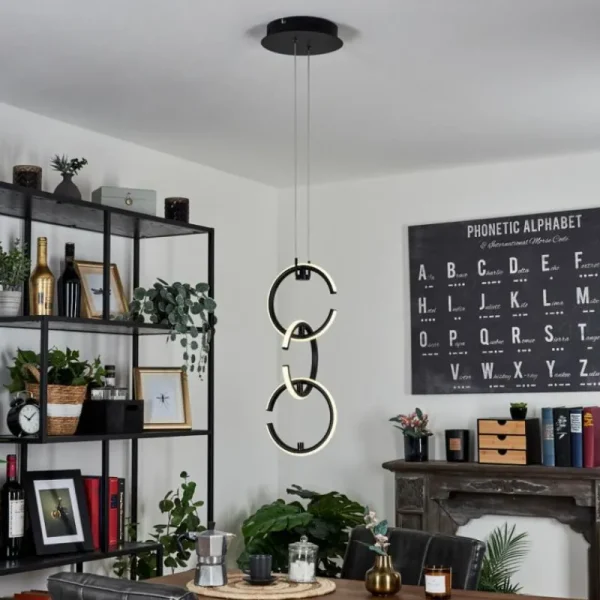 hofstein Suspension Chlak LED Noir, 3 lumières, Télécommandes* Lampes Modernes