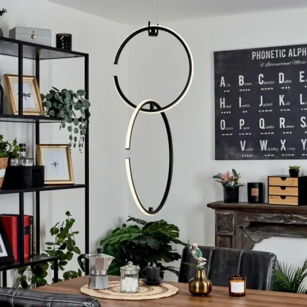 hofstein Suspension Chlak LED Noir, 2 lumières, Télécommandes* Lampes Modernes
