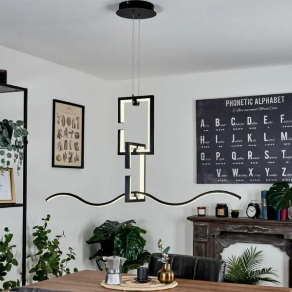 hofstein Suspension Chlak LED Noir, 3 lumières, Télécommandes* Lampes Modernes